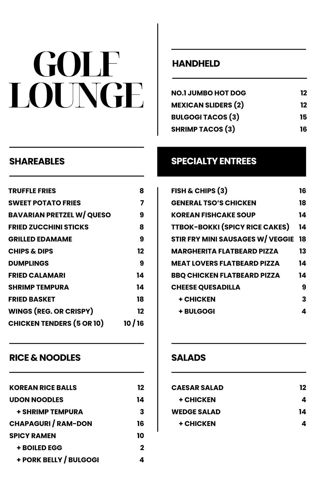 Food menu
